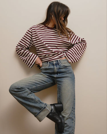 TILTIL Longsleeve Thin Striped Doka Tee Dark Purple - Things I Like Things I Love