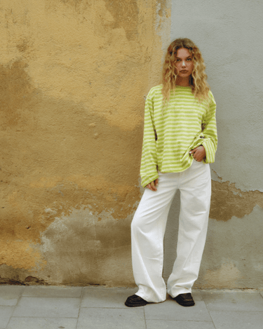 TILTIL Longsleeve Thin Striped Doka Tee Matcha Green - Things I Like Things I Love