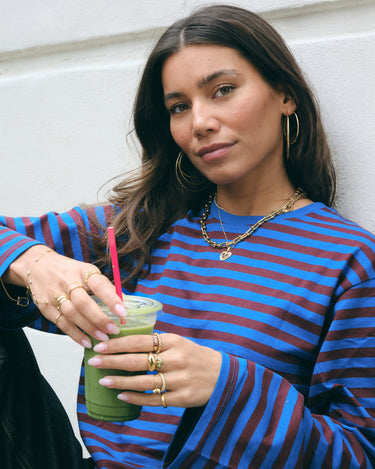TILTIL Longsleeve Thin Striped Doka Tee Rood Cobalt - Things I Like Things I Love