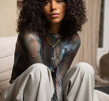 TILTIL Mesh Buttoned Longsleeve Terra - Things I Like Things I Love