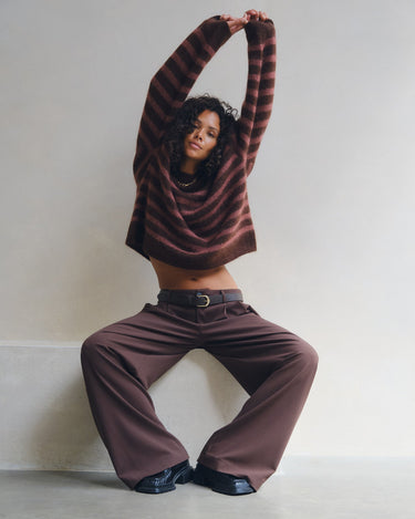 TILTIL Mulla Striped Mohair Pullover Bruin - Things I Like Things I Love