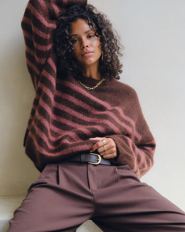 TILTIL Mulla Striped Mohair Pullover Bruin - Things I Like Things I Love