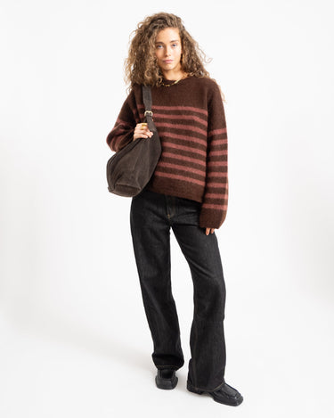 TILTIL Mulla Striped Mohair Pullover Bruin - Things I Like Things I Love