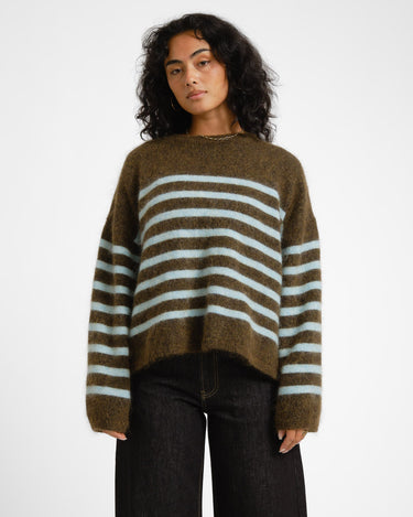 TILTIL Mulla Striped Mohair Pullover Dark Green - Things I Like Things I Love
