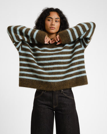 TILTIL Mulla Striped Mohair Pullover Dark Green - Things I Like Things I Love