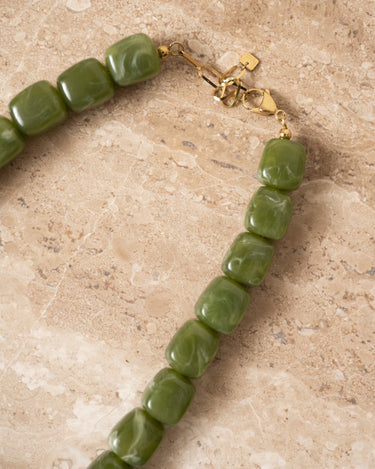 TILTIL Necklace Square Bead Avocado Green - Things I Like Things I Love