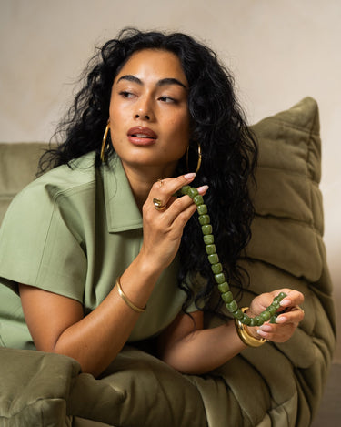 TILTIL Necklace Square Bead Avocado Green - Things I Like Things I Love