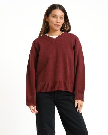 TILTIL Percy V-Neck Pullover Bordeaux - Things I Like Things I Love