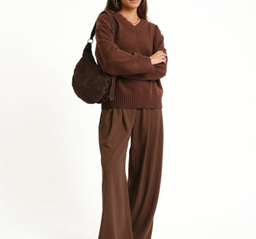 TILTIL Percy V-Neck Pullover Bruin - Things I Like Things I Love