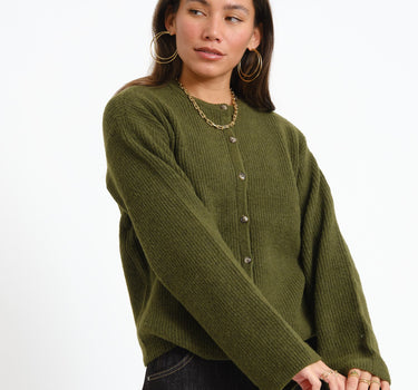 TILTIL Pia Knitted Cardigan Olive Green - Things I Like Things I Love