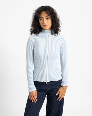 TILTIL Pixie Contrast Zipper Cardigan Lichtblauw - Things I Like Things I Love