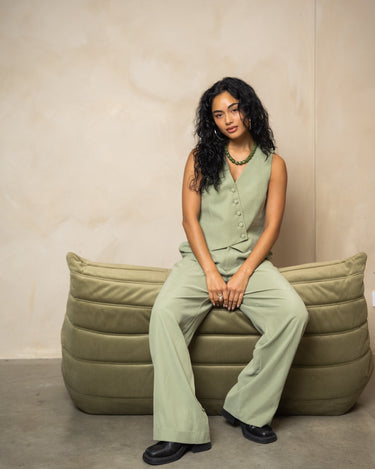 TILTIL Sanne Rayon Pantalon Sage - Things I Like Things I Love