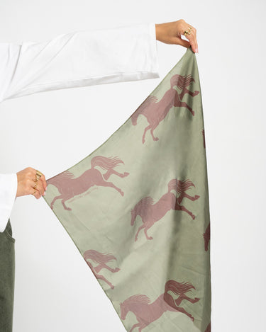 TILTIL Satin Scarf Horse Girl Green - Things I Like Things I Love