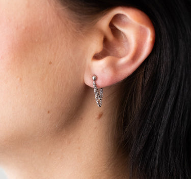 TILTIL Set van 2 Layered Chain Stud Earrings Zilver - Things I Like Things I Love