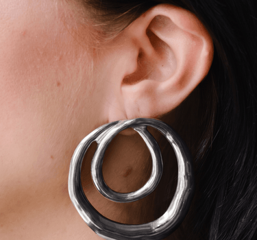 TILTIL Set van 2 Round and Round Statement Earrings Zilver - Things I Like Things I Love