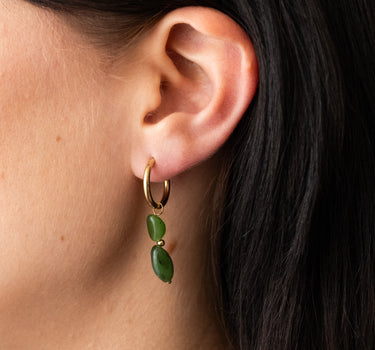 TILTIL Set van 2 Twin Gem Drop Earrings Groen Goud - Things I Like Things I Love