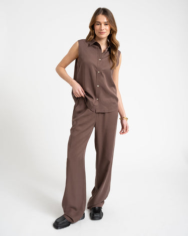 TILTIL Sleeveless Juna Blouse Brown - Things I Like Things I Love
