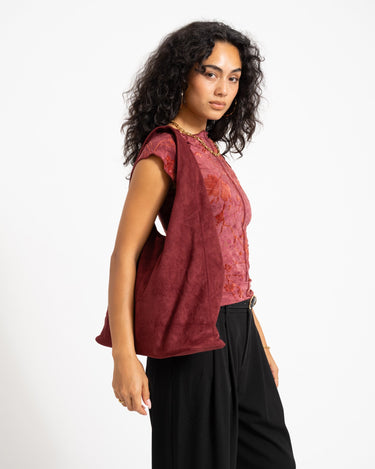 TILTIL Slouchy Faux Suede Bag Bordeaux - Things I Like Things I Love