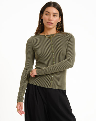TILTIL Striped Fonna Button Longsleeve Donkergroen - Things I Like Things I Love