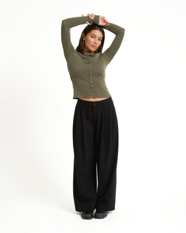 TILTIL Striped Fonna Button Longsleeve Donkergroen - Things I Like Things I Love