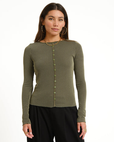 TILTIL Striped Fonna Button Longsleeve Donkergroen - Things I Like Things I Love