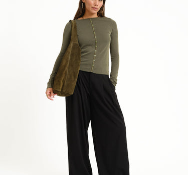 TILTIL Striped Fonna Button Longsleeve Donkergroen - Things I Like Things I Love