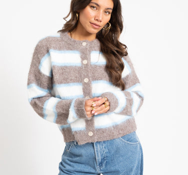 TILTIL Striped Rosalia Cardigan Lichtblauw - Things I Like Things I Love