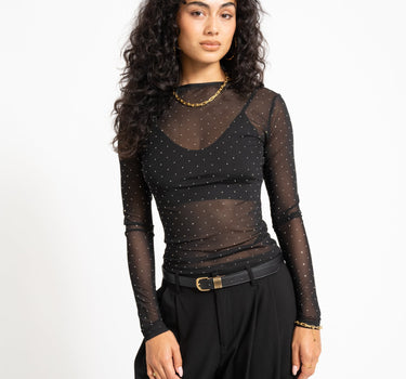 TILTIL Vere Sparkle Mesh Longsleeve Zwart - Things I Like Things I Love