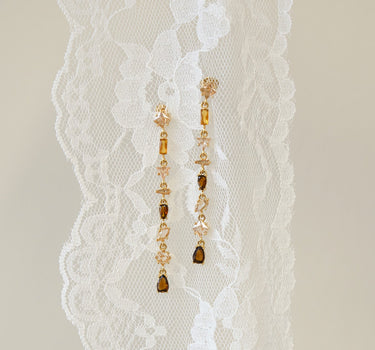 TILTIL Set von 2 Jane Zircon Long Stud Ohrringen Gold