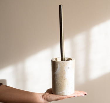 Toilet Brush Holder Pearl Travertine Look - Things I Like Things I Love