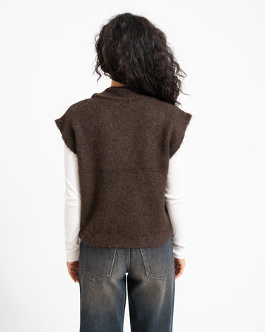 Topshop Cassi Knitted Tie Neck Top Knit Chocolate Brown - Things I Like Things I Love