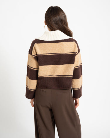 Topshop Scami Knitted Rugby Polo Knit Chocolate Bruin - Things I Like Things I Love