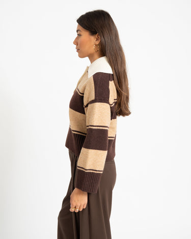 Topshop Scami Knitted Rugby Polo Knit Chocolate Bruin - Things I Like Things I Love