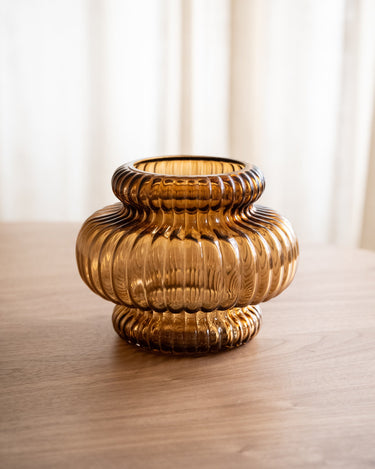 Vase Mouthblown Glass Smoked Amber - Things I Like Things I Love