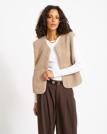 Vera Teddy Vest Humus/Melange - Things I Like Things I Love