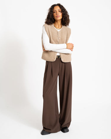 Vera Teddy Vest Humus/Melange - Things I Like Things I Love