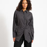 Viola Poplin Wrap Tie Shirt Black - Things I Like Things I Love