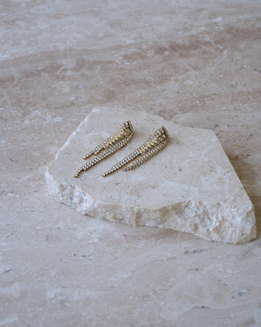 Zircon Waterfall Earrings Gold Goud - Things I Like Things I Love