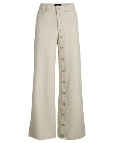 Zoe Ella Wide Detail Pant Ecru - Things I Like Things I Love